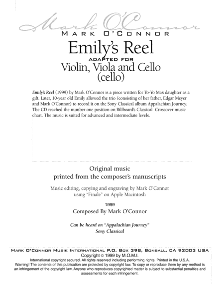 Emily's Reel (cello part - vln, vla, cel) image number null