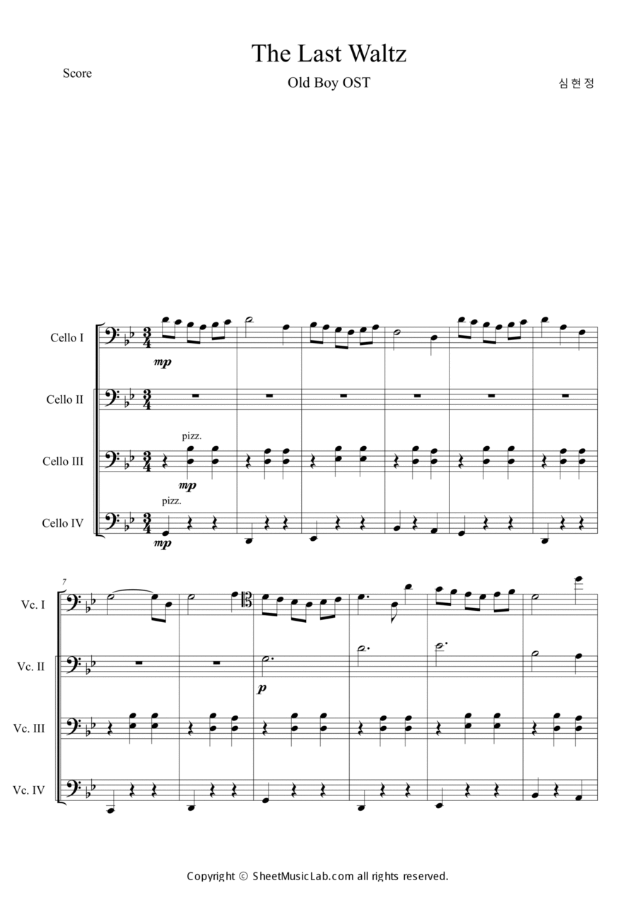 The Last Waltz (Oldboy OST) Cello scores gallery preview page 1