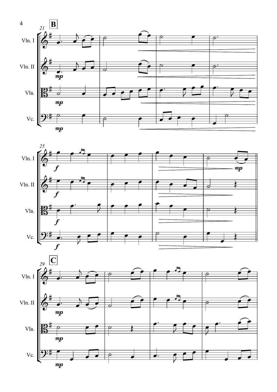 The First Noel - Christmas Carol - for String Quartet String Quartet scores gallery preview page 4