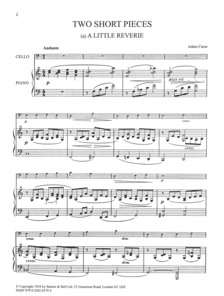 Two Short Pieces for Cello and Piano