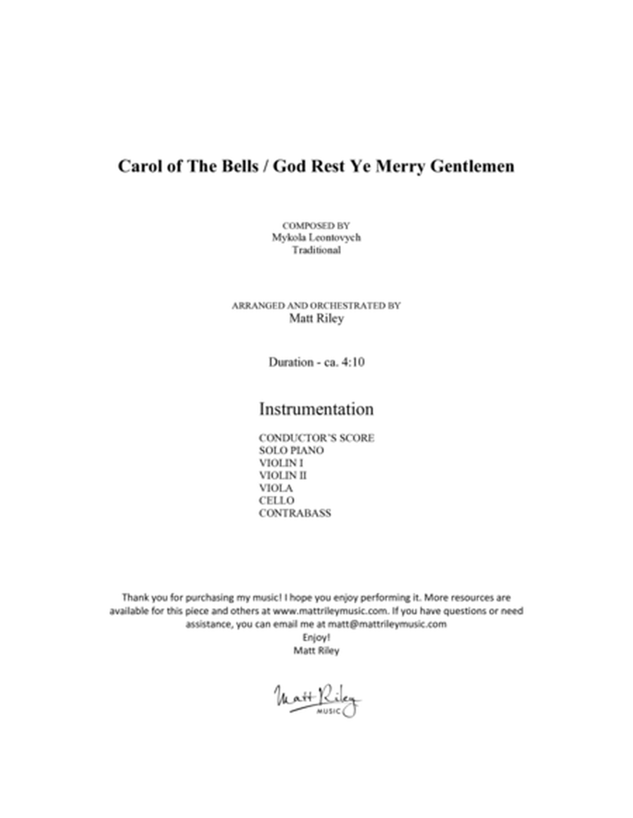Carol of the Bells / God Rest Ye Merry Gentlemen - Piano & String Orchestra image number null
