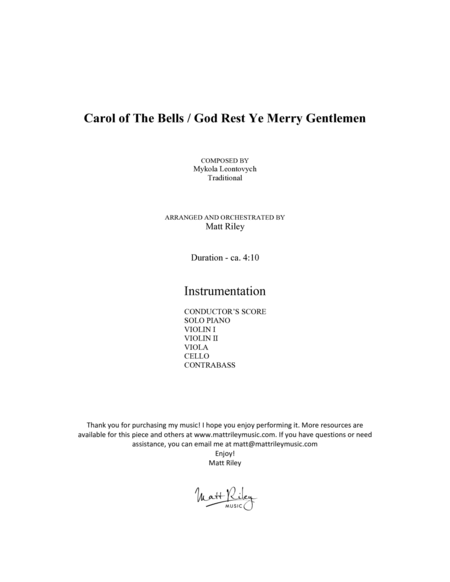 Carol of the Bells / God Rest Ye Merry Gentlemen - Piano & String Orchestra image number null