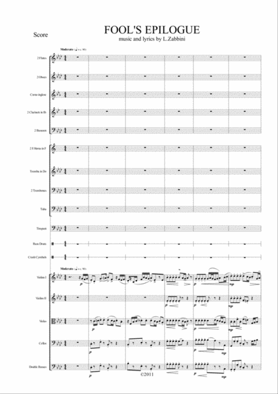 FOOL'S EPILOGUE (Luca Zabbini) - Orchestral score Full Orchestra scores gallery preview page 2
