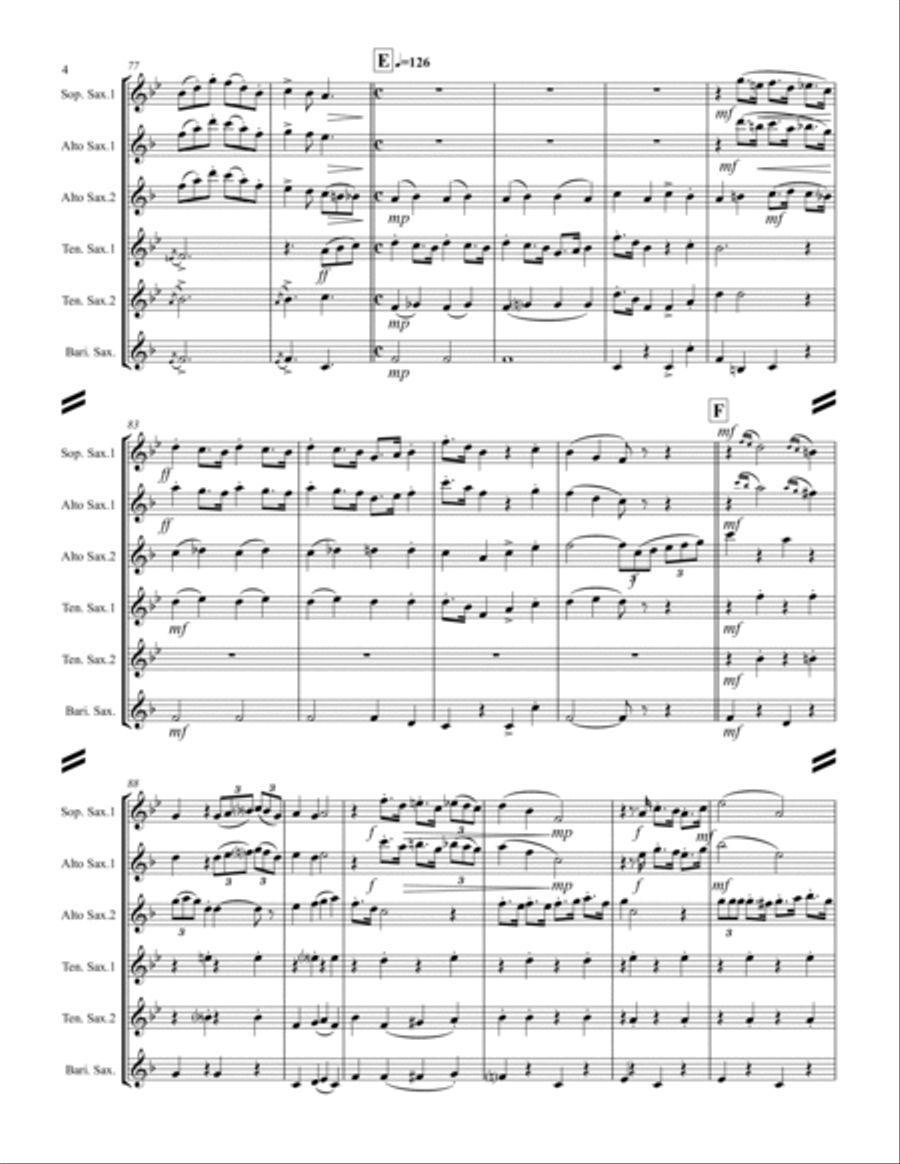 Broadway Medley (for Saxophone Quintet SATTB or AATTB) Saxophone Quintet scores gallery preview page 5