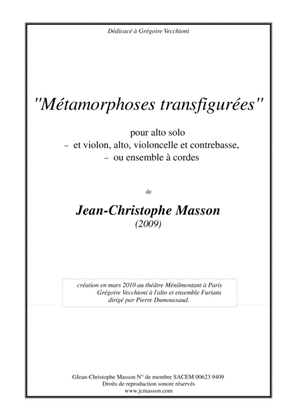 Métamorphoses Transfigurées --- for viola solo and strings (viola solo, violin, viola, cello and d