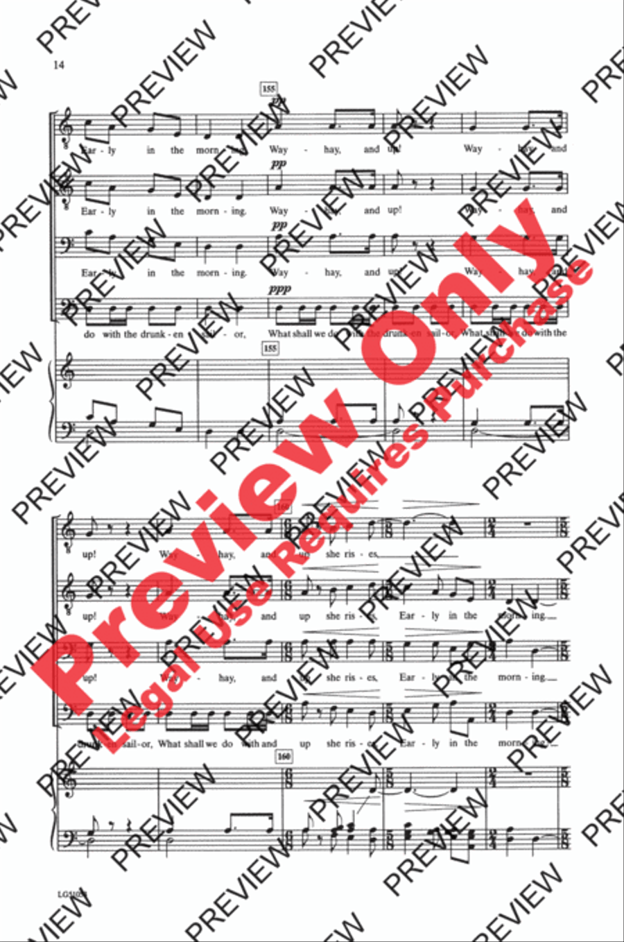 What Shall We Do with the Drunken Sailor TTBB scores gallery preview page 14