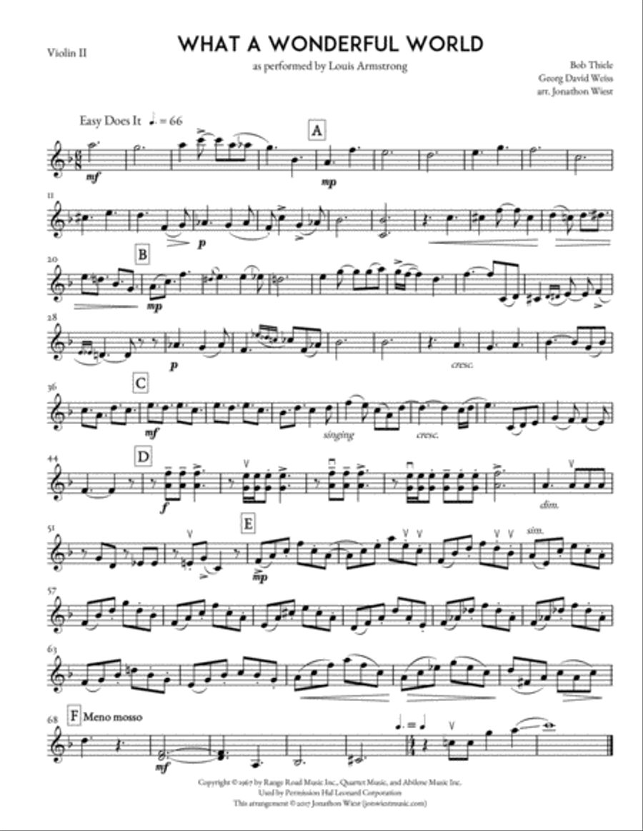 What A Wonderful World String Quartet scores gallery preview page 5