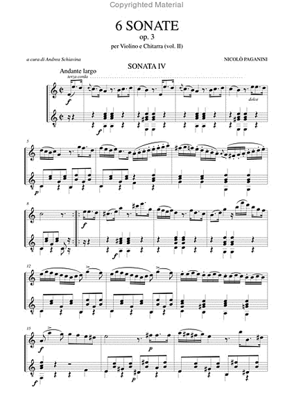 6 Sonatas Op. 3 for Violin and Guitar - Vol. 2: Sonatas Nos. 4-6