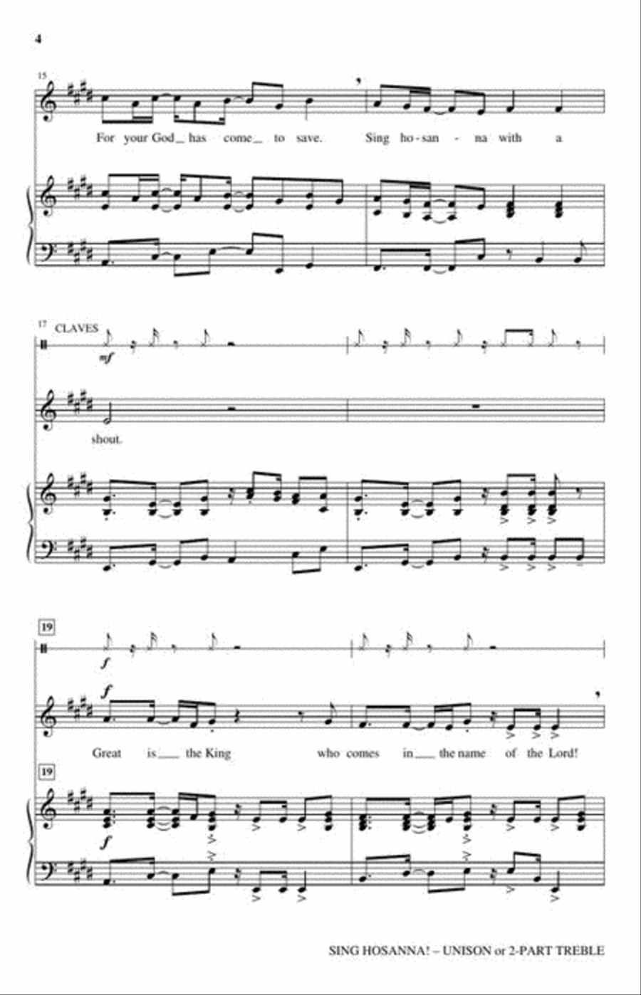 Sing Hosanna! Unison Choir scores gallery preview page 5