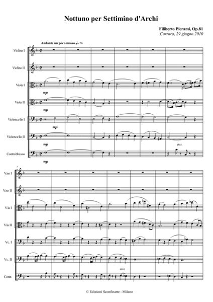 Filiberto PIERAMI: NOTTURNO PER SETTIMINO D’ARCHI (OP.81) (ES 272) - Score Only