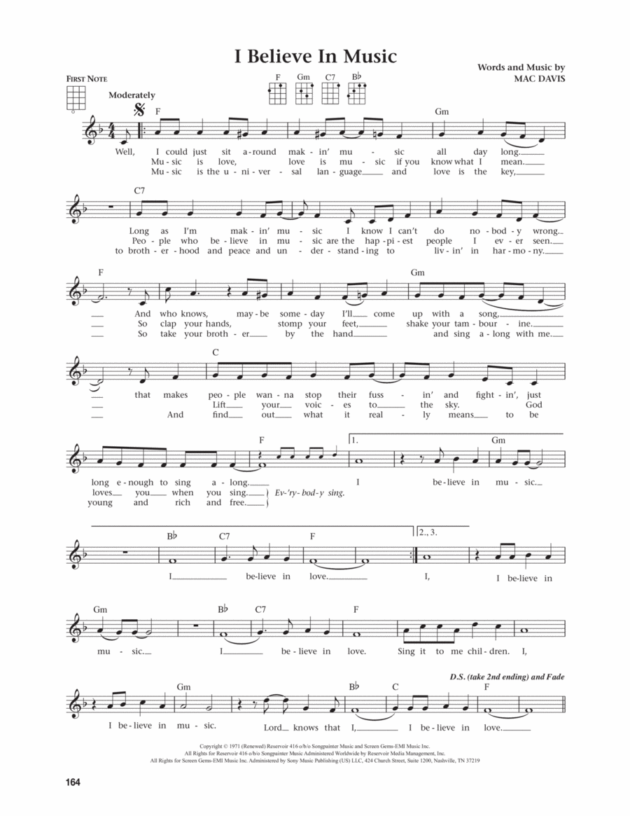 I Believe In Music (from The Daily Ukulele) (arr. Jim Beloff) Ukulele scores gallery preview page 1