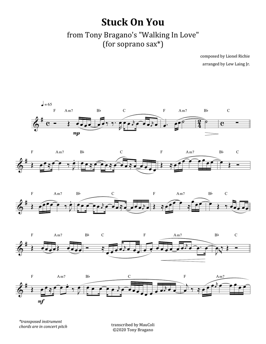 Stuck On You Soprano Saxophone scores gallery preview page 1