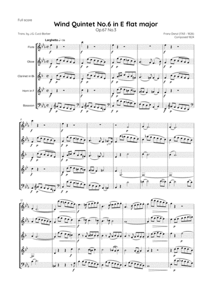 Danzi - Wind Quintet No.6 in in E flat major, Op.67 No.3