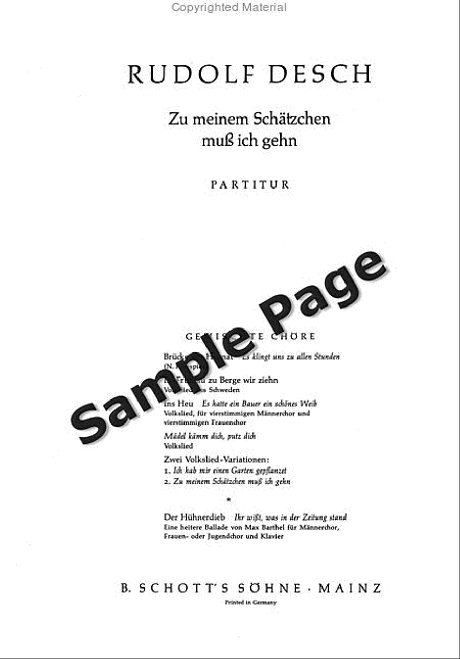 Desch R Zu Meinem Schaetzchen 4-Part scores gallery preview page 2