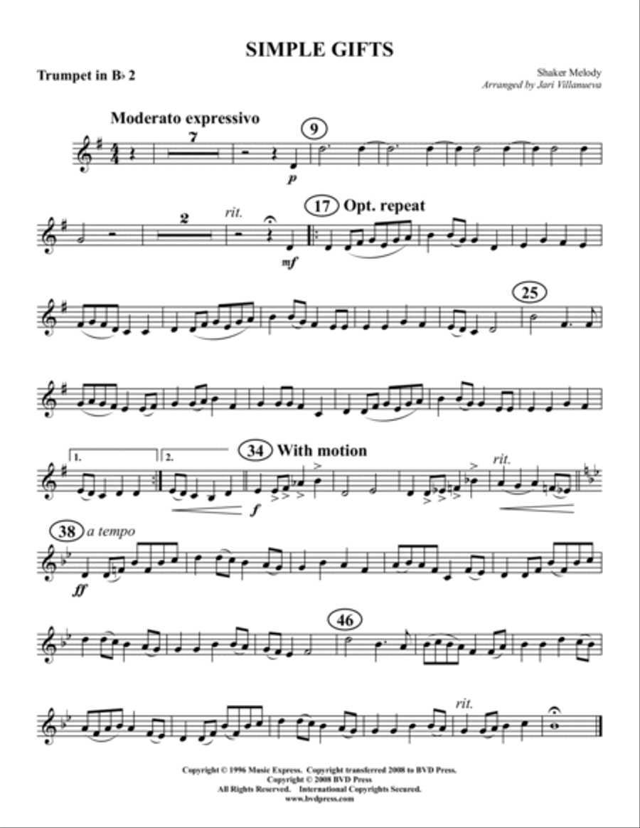 Simple Gifts Brass Quartet scores gallery preview page 4