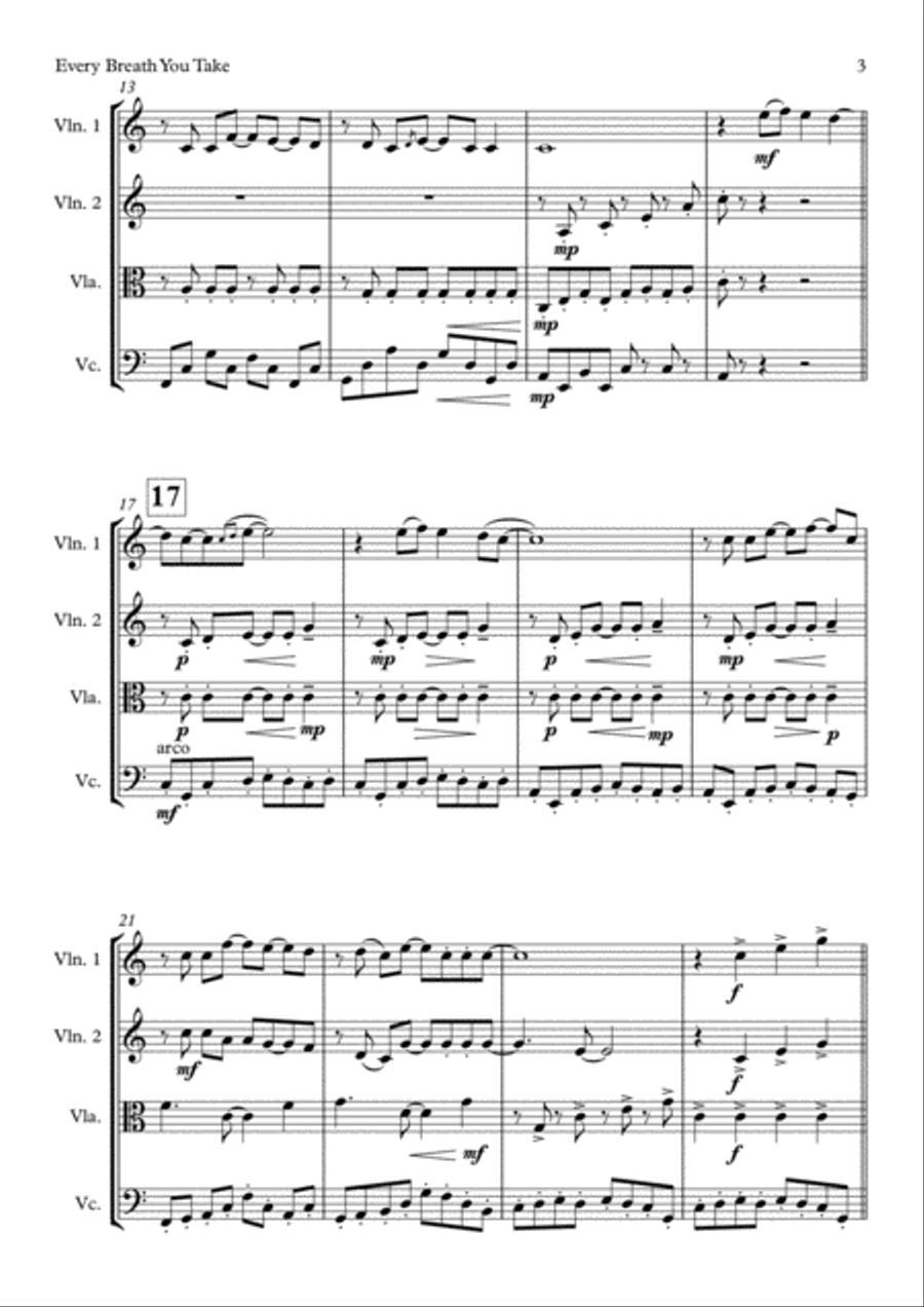 Every Breath You Take String Quartet scores gallery preview page 3