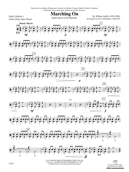 Marching On: 1st Percussion by William Steffe Concert Band - Digital Sheet Music