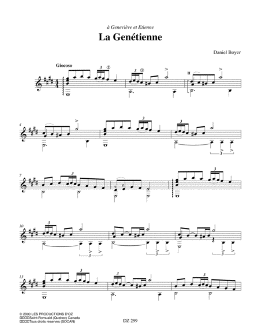 La Genétienne, Deux préludes Classical Guitar scores gallery preview page 2