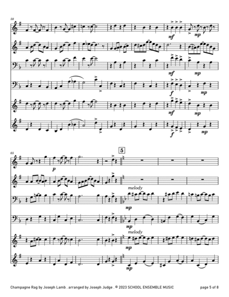 Champagne Rag by Joseph Lamb for Brass Quartet in Schools image number null