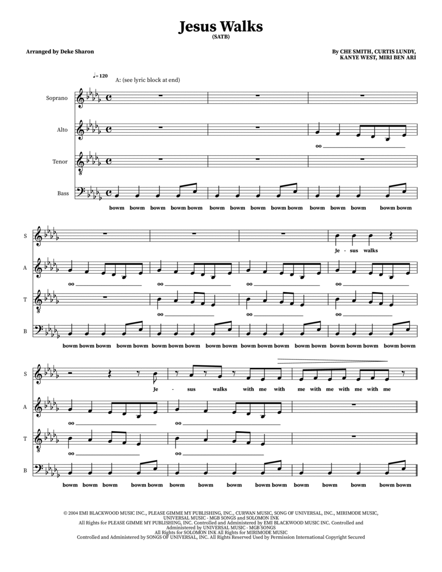 Jesus Walks 4-Part scores gallery preview page 1