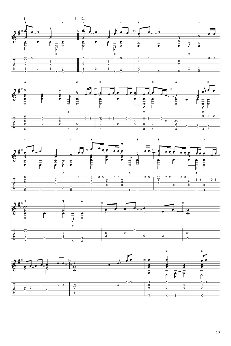 Wind Breaker Bgm Acoustic Guitar scores gallery preview page 2