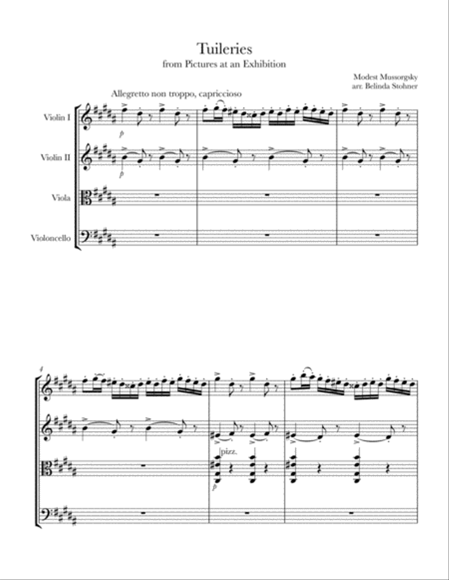 Tuileries from Pictures at an Exhibition - String Quartet String Quartet scores gallery preview page 1