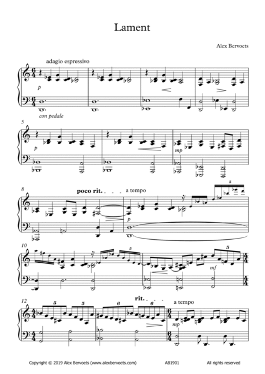 Lament Piano Solo scores gallery preview page 2