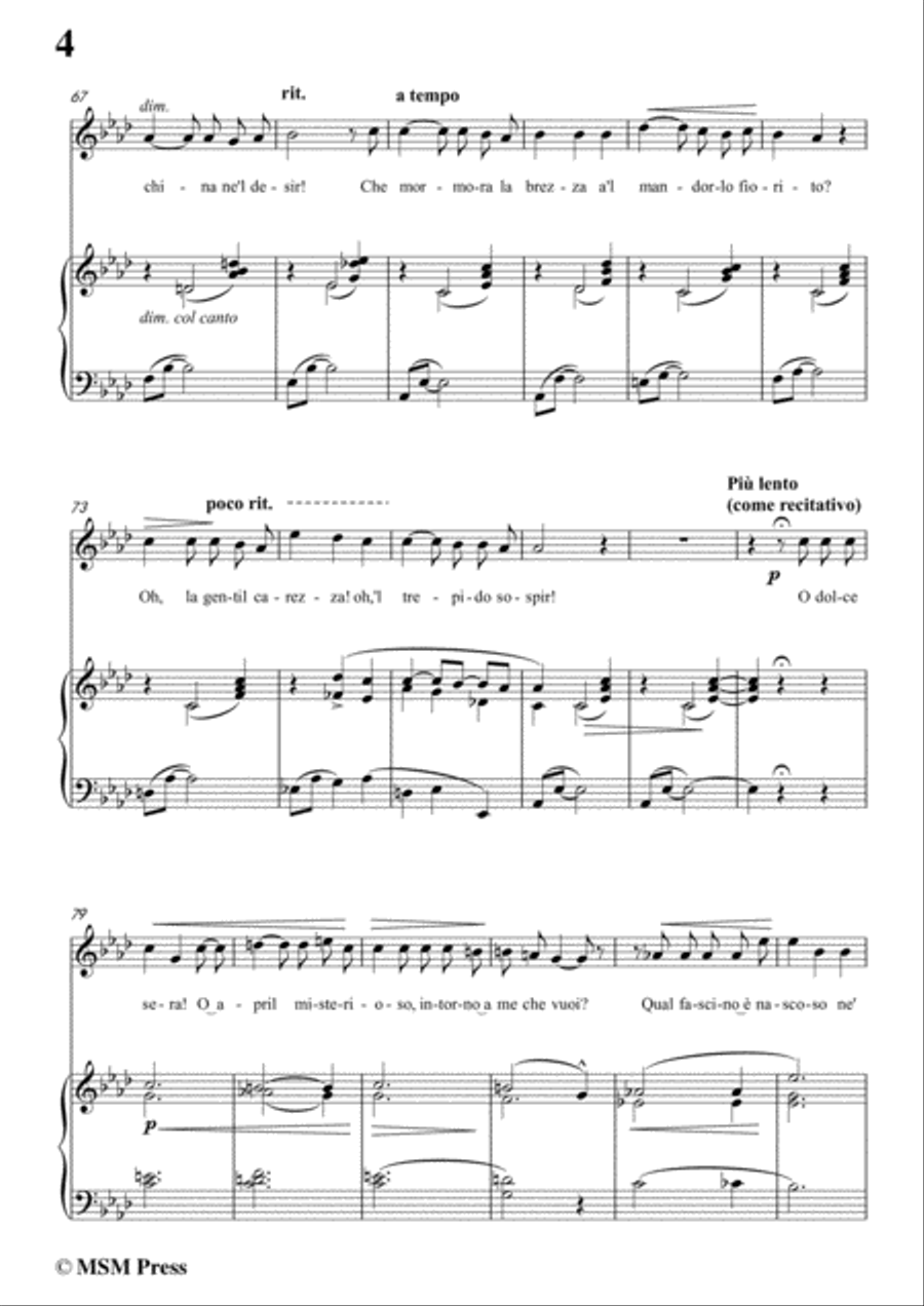 Tosti-O dolce sera! in A flat Major,for Voice and Piano Voice Solo scores gallery preview page 6