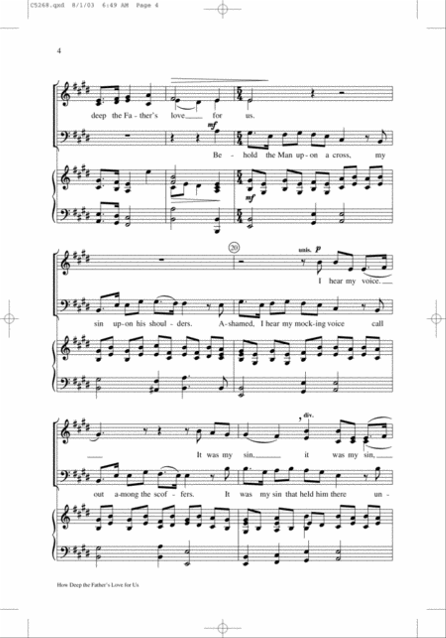 How Deep the Father's Love for Us How Deep the Father's Love for Us 4-Part scores gallery preview page 4