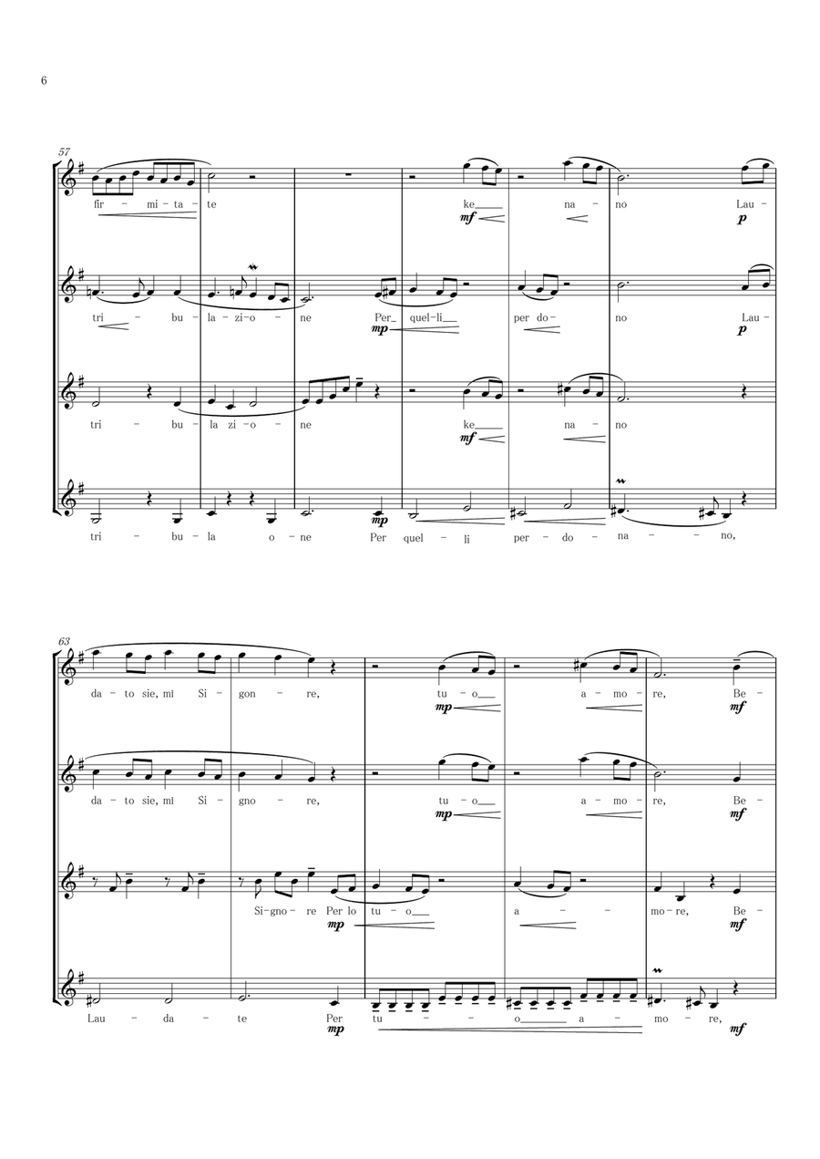 Aria from Magnificat G. P. Telemann Female Quartet A Cappella scores gallery preview page 6