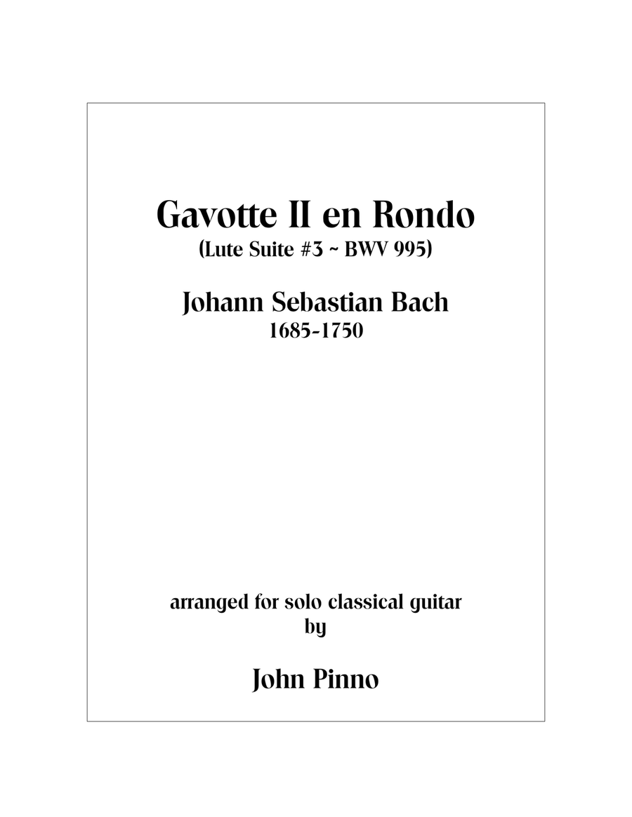 Gavotte II en Rondo....J.S. Bach (solo classical guitar) Acoustic Guitar scores gallery preview page 1