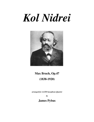 Book cover for Kol Nidrei, Op. 47 (saxophone quartet version)