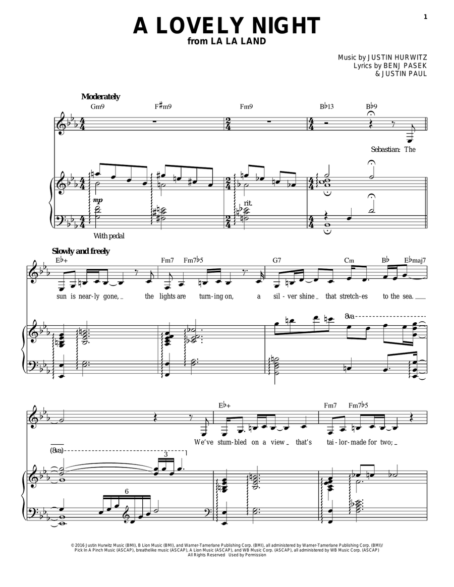 A Lovely Night (from La La Land) Voice scores gallery preview page 1