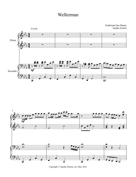 Wellerman (1 piano, 4 hand duet-intermediate) image number null
