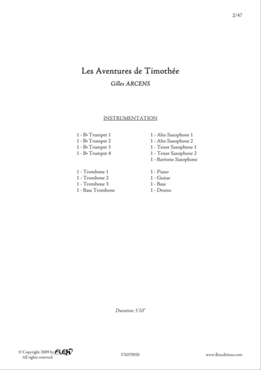 Les aventures de timothee Big Band scores gallery preview page 2