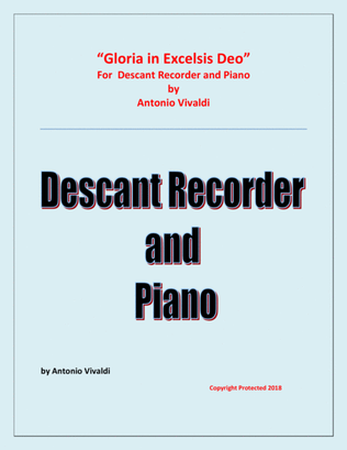 Book cover for Gloria In Excelsis Deo - Descant Recorder and Piano - Advanced Intermediate - Chamber music