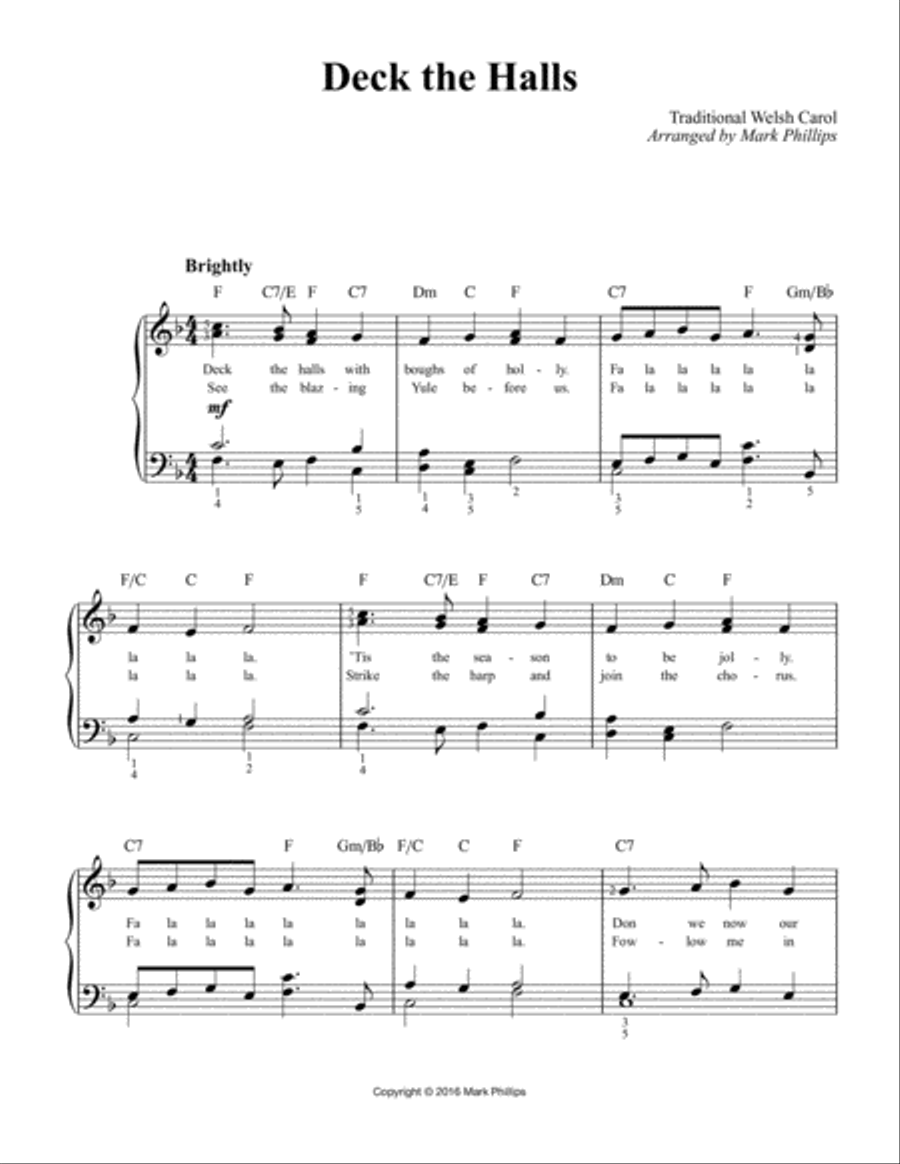 Deck the Halls Deck the Halls Easy Piano scores gallery preview page 1