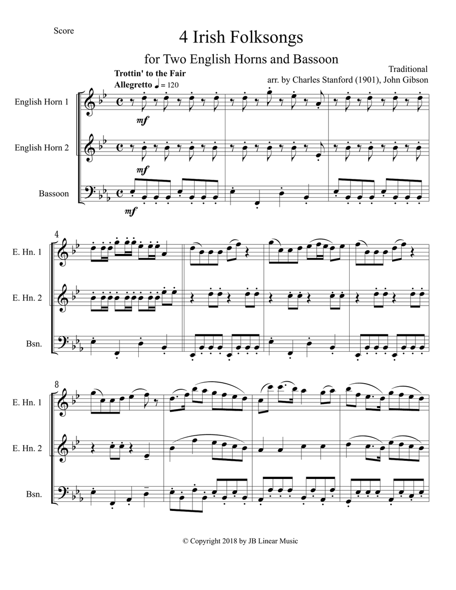 4 Irish Folksongs set for 2 English Horns and Bassoon Trio Woodwind Trio scores gallery preview page 2