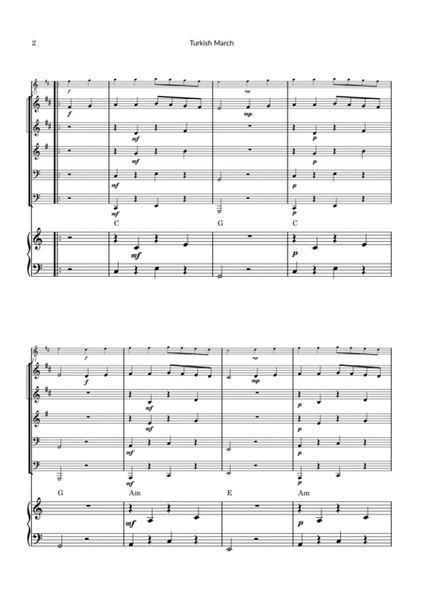 Turkish March by Mozart - Brass Quintet with Piano and Chord Notations image number null