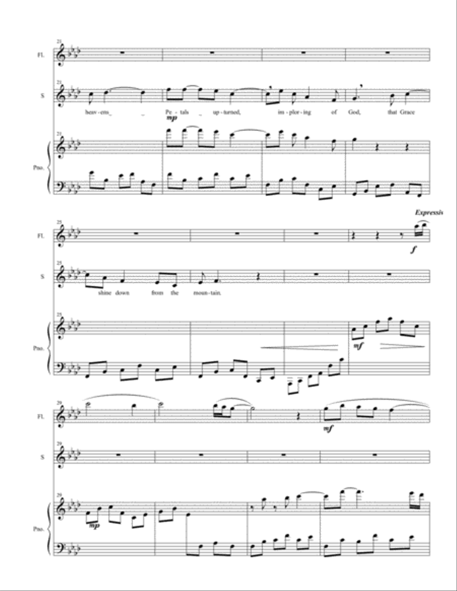 Theme for Young Love for Soprano, Flute, Piano Flute scores gallery preview page 3