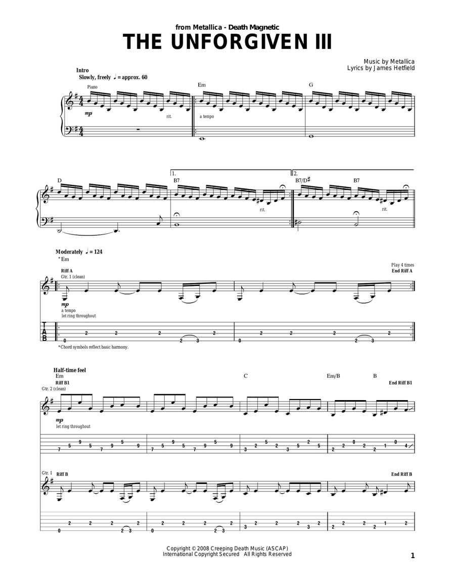 The Unforgiven III Acoustic Guitar scores gallery preview page 1