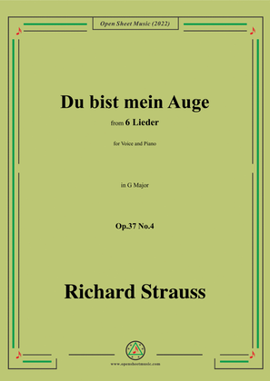 Book cover for Richard Strauss-Du bist mein Auge,in G Major,Op.37 No.4