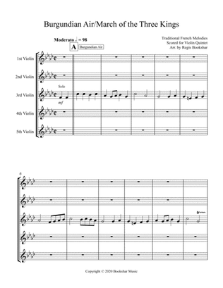 Burgundian Air/March of the Three Kings (F min) (Violin Quintet)