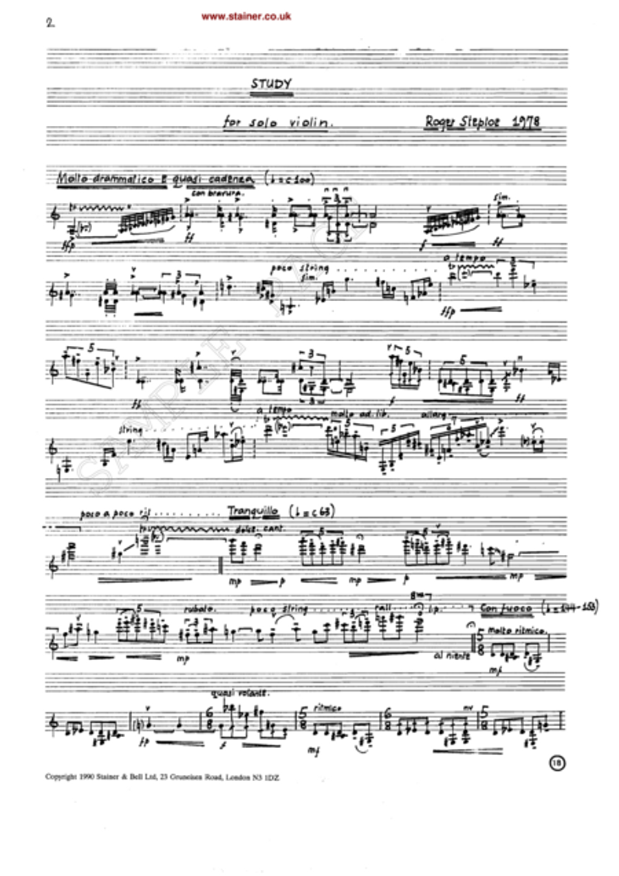Study for Solo Violin Study for Solo Violin Violin Solo scores gallery preview page 3
