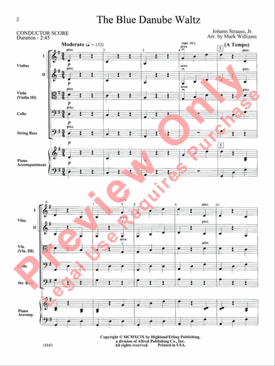 The Blue Danube Waltz String Orchestra scores gallery preview page 3