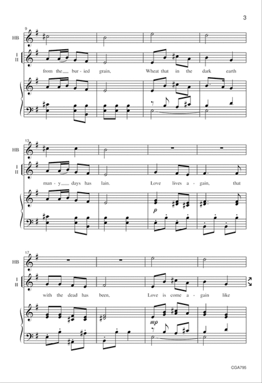 Now the Green Blade Rises Unison Choir scores gallery preview page 3