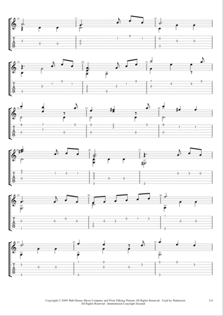 Married Life Guitar Tablature scores gallery preview page 2