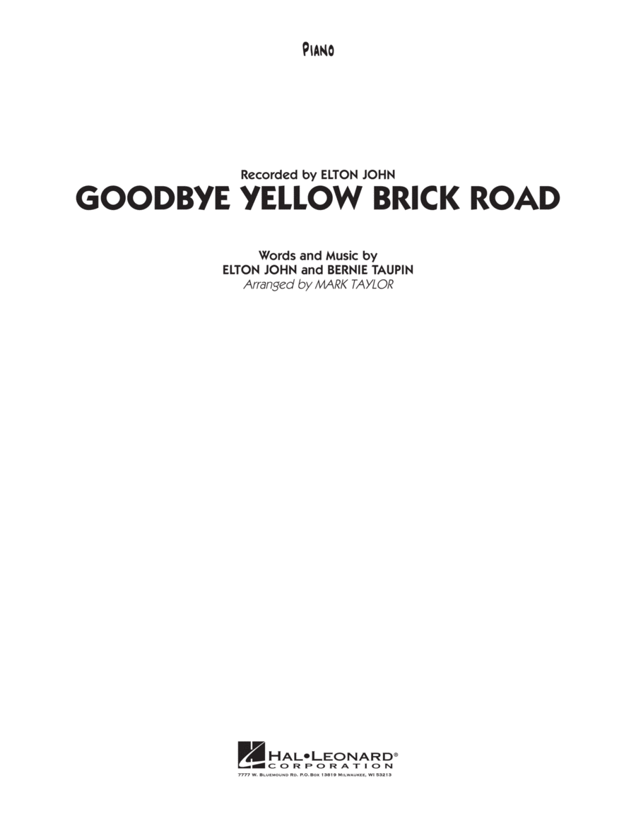 Goodbye Yellow Brick Road - Piano