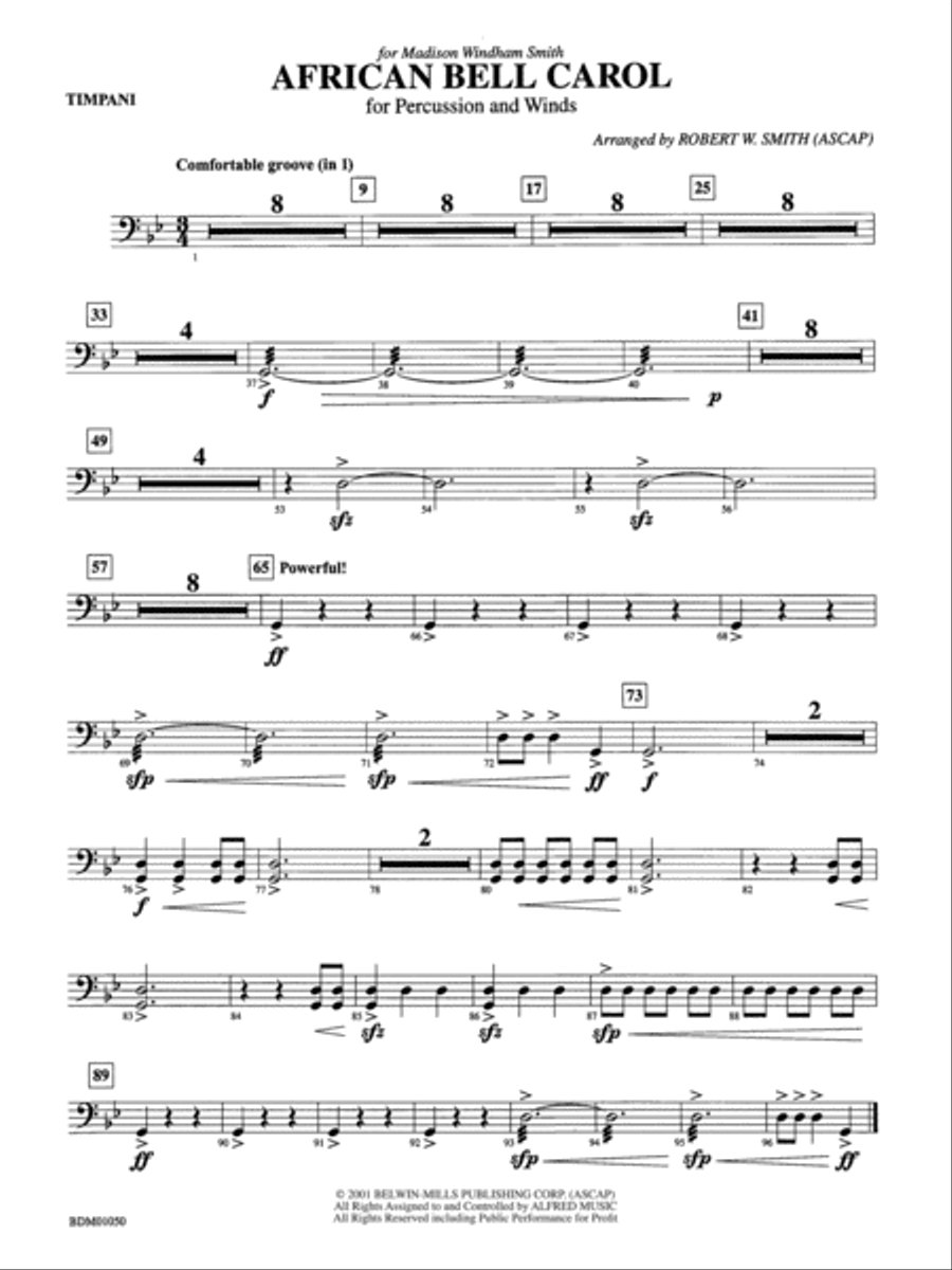African Bell Carol (for Percussion and Winds): Timpani Concert Band scores gallery preview page 1