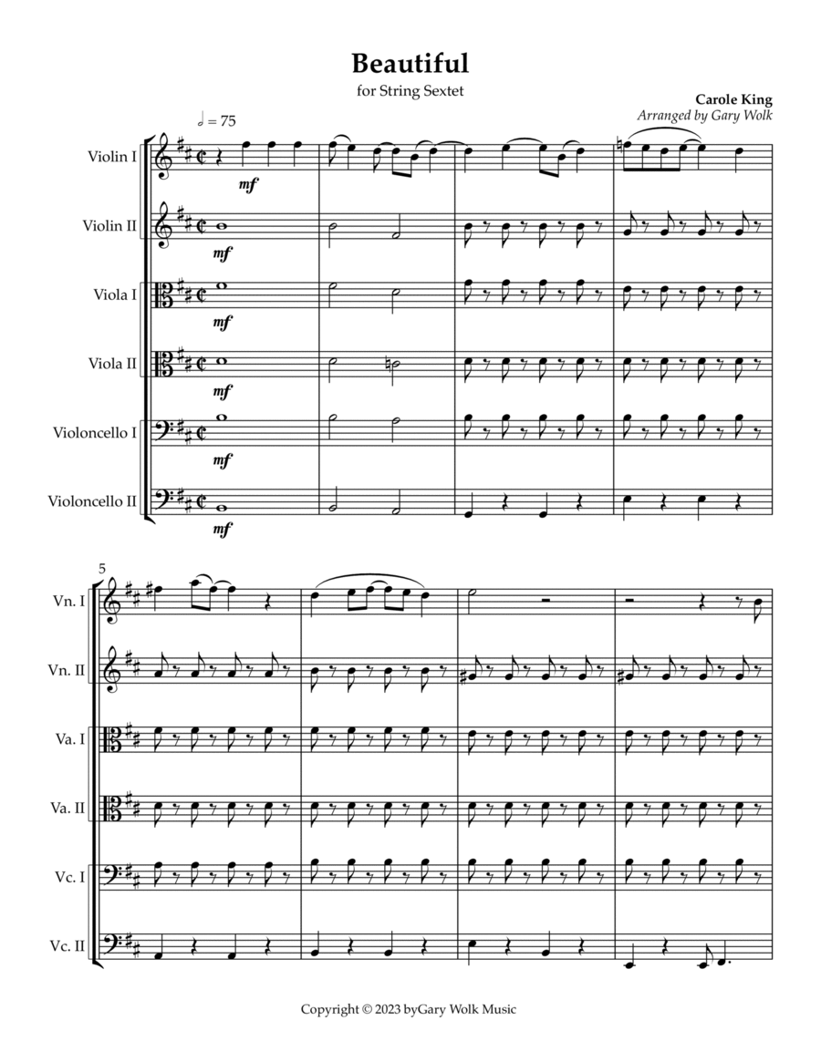 Beautiful Beautiful Cello scores gallery preview page 1